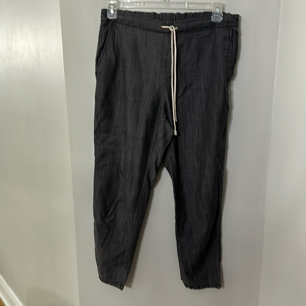 Eileen Fisher like new drawstring elastic back gray cotton pant MP ankle length